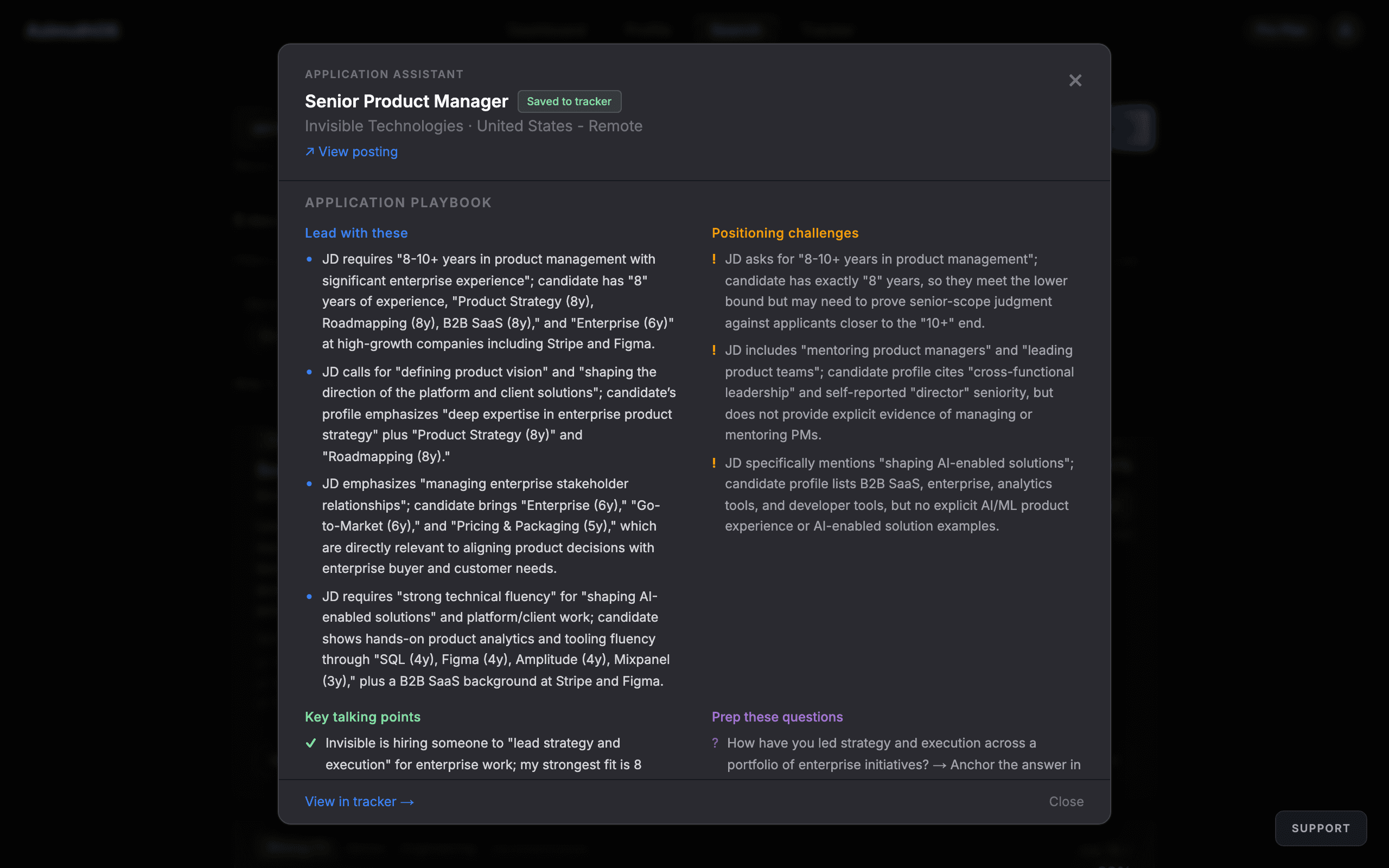 Application Assistant — Application Playbook section
